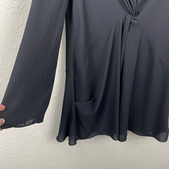 NWT Cinq a Sept Cecil Dress Black Long Sleeve Surplice Twist Front Flowy Sz 2 - Picture 8 of 16